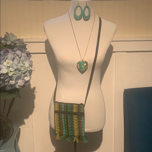 GOLD & AQUA turquoise blue - handmade look & feel. - Picture 5 of 5